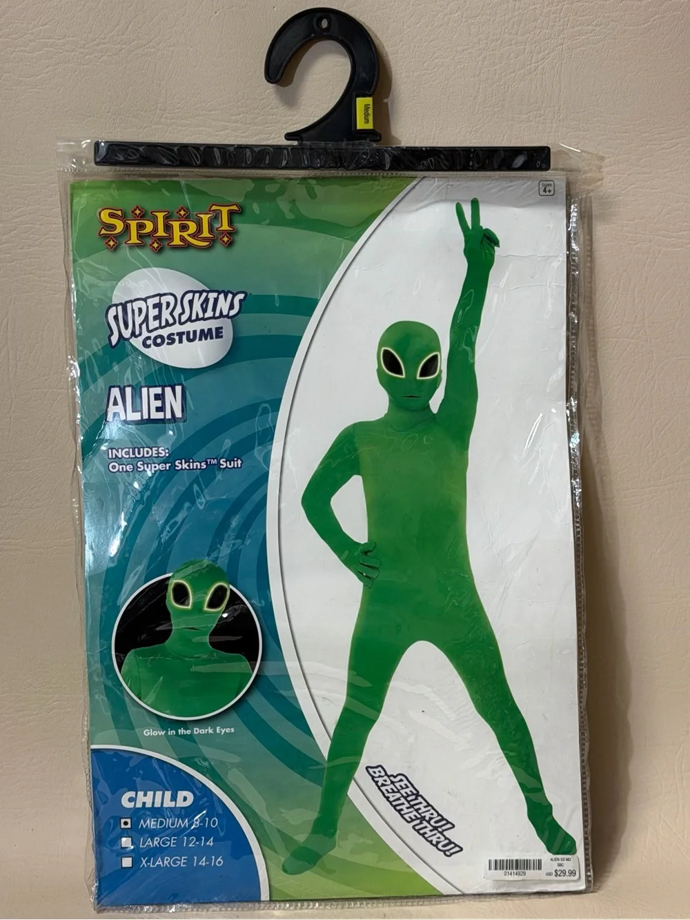 Spirit Green Alien SuperSkins Costume Sz M 8/10